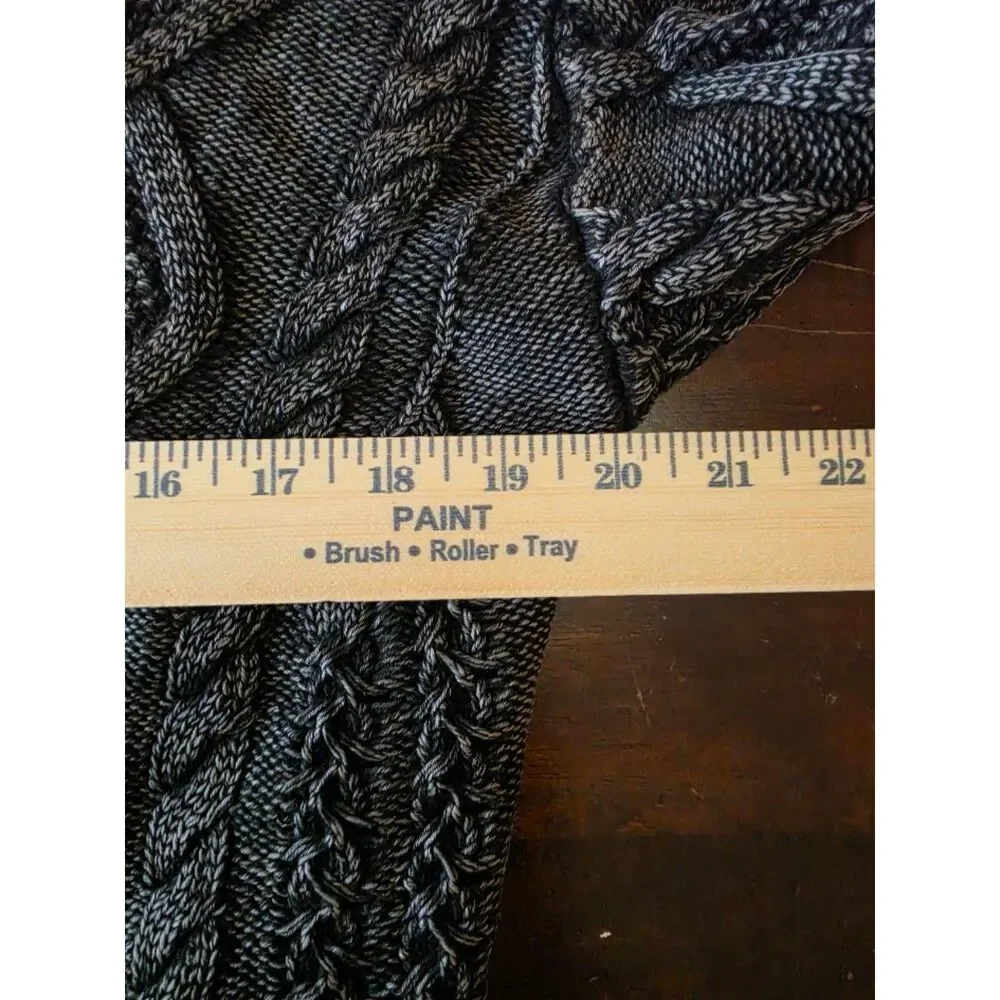 XS Lucky Brand cardigan is a charcoal cable knit button-up featuring a heavy aci